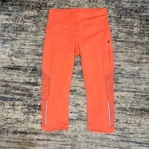 Lululemon sun runner crop 17” orange leggings size 4